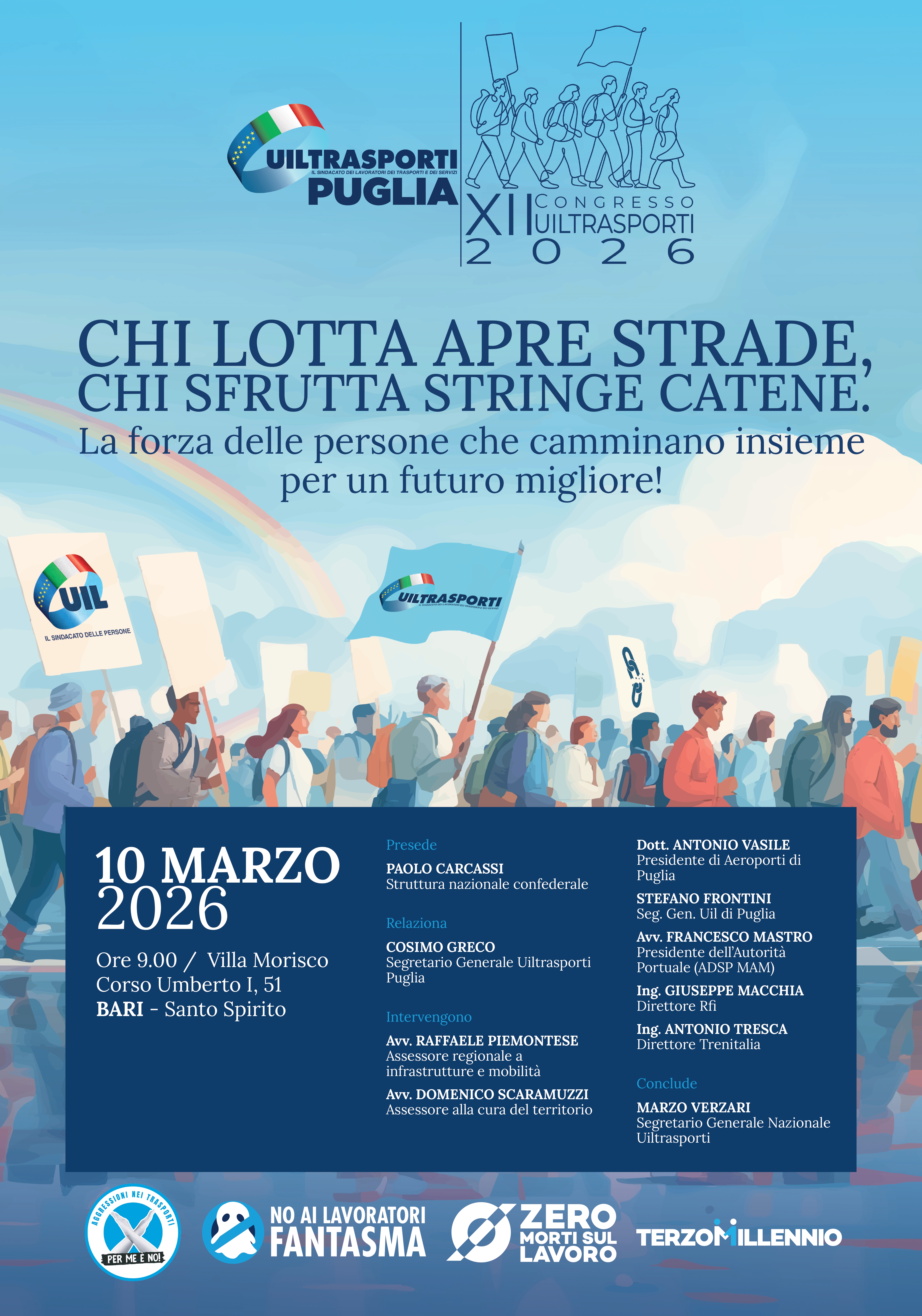 A BARI IL XII CONGRESSO REGIONALE DELLA UILTRASPORTI PUGLIA