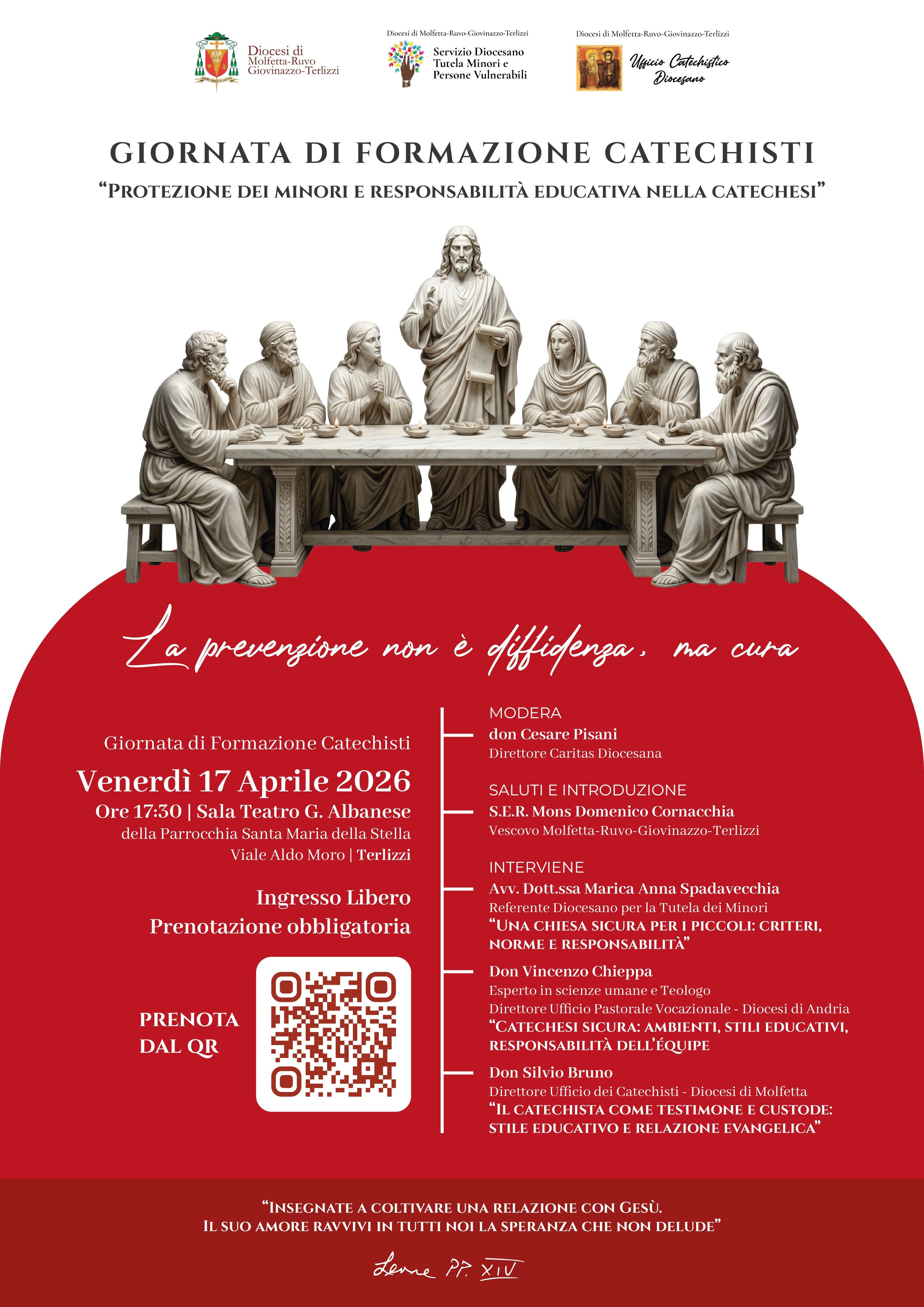 IL SERVIZIO DIOCESANO PER LA TUTELA DEI MINORI E PERSONE VULNERABILI, SU INDICAZIONI DI S.E. MONS DOMENICO CORNACCHIA, PROGRAMMA UNA GIORNATA DI FORMAZIONE PER I CATECHISTI DELLA DIOCESI