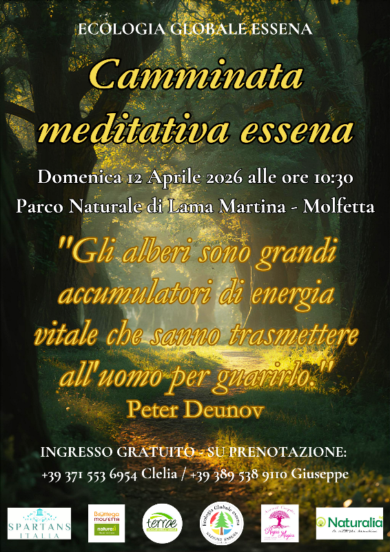 DOMENICA 12 APRILE CAMMINATA MEDITATIVA ESSENA AL PARCO NATURALE DI LAMA MARTINA A MOLFETTA