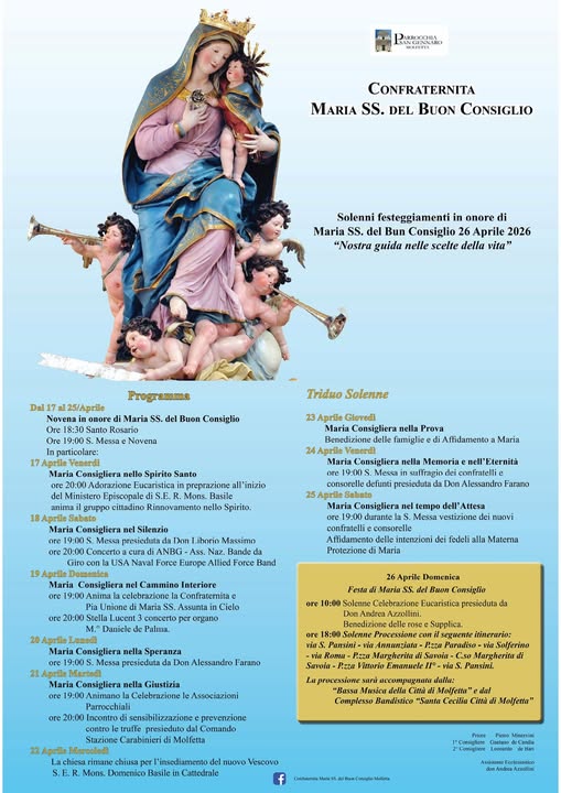 VENERD� 17 APRILE INIZIA LA NOVENA IN ONORE DI MARIA SS. DEL BUON CONSIGLIO: 
