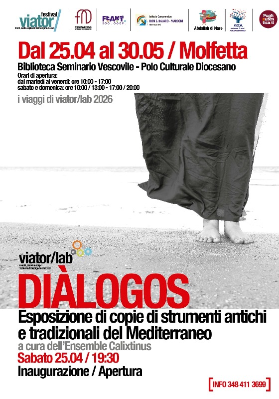 IL 25 APRILE A MOLFETTA SI INAUGURA VIATOR LAB, UNA MOSTRA UNICA CON L�ESPOSIZIONE DI STRUMENTI MUSICALI MEDIEVALI E DEL MEDITERRANEO