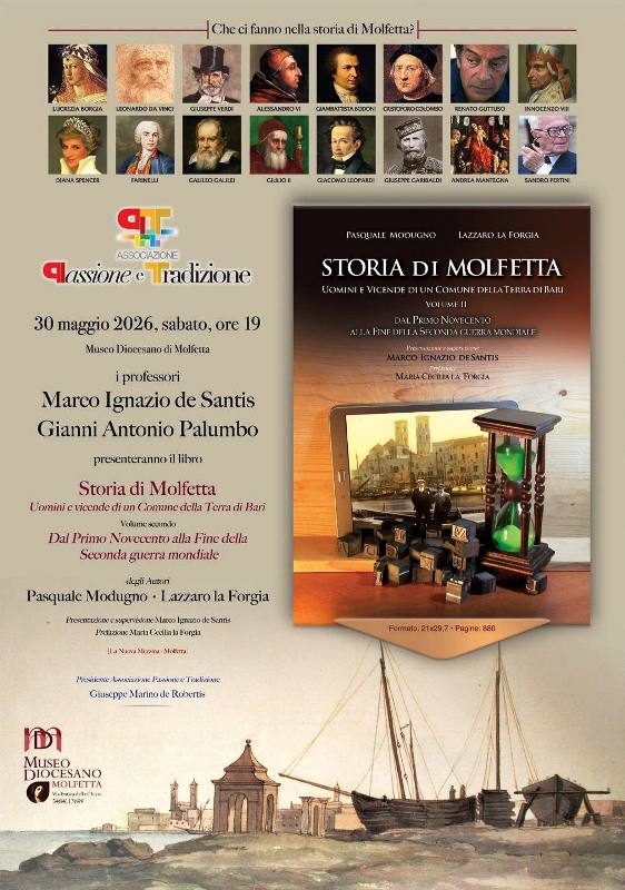 SABATO 30 MAGGIO SAR� PRESENTATO PRESSO IL MUSEO DIOCESANO DI MOLFETTA IL SECONDO VOLUME DI �STORIA DI MOLFETTA�