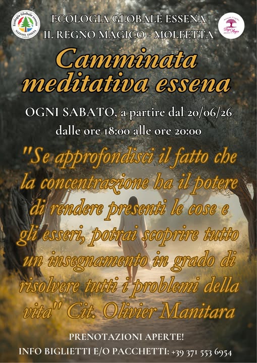 IL REGNO MAGICO DI MOLFETTA APRE LE SERATE: CAMMINATA MEDITATIVA ESSENA OGNI SABATO