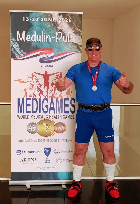 MEDAGLIA D�ARGENTO PER IL DOTT. FRANCESCO GAROFOLI NELLA GARA DI SOLLEVAMENTO PESI ALLA 45� EDIZIONE DEI GIOCHI MONDIALI DELLA MEDICINA