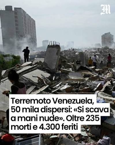 IL 26 LUGLIO COLLETTA NAZIONALE IN AIUTO DEL VENEZUELA COLPITO DAL TERREMOTO