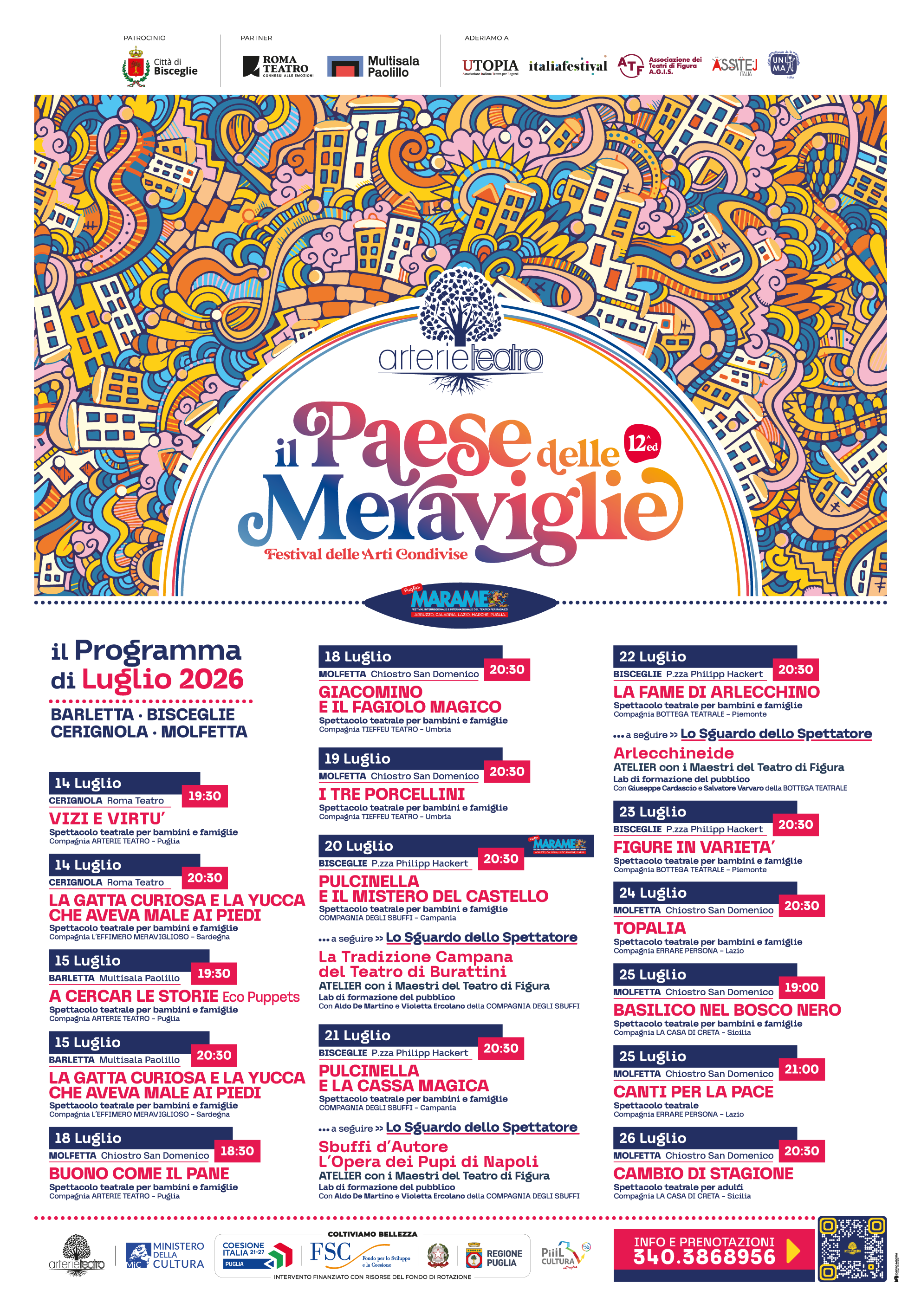 TRE SERATE DI TEATRO A MOLFETTA, AL CHIOSTRO DELLA FABBRICA DI SAN DOMENICO, CON IL FESTIVAL �IL PAESE DELLE MERAVIGLIE�