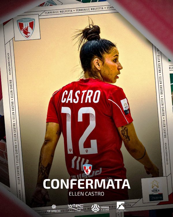 ELLEN CASTRO ANCORA BIANCOROSSA, LA FEDELT� DELLA BRASILIANA AL CUORE DEL PROGETTO FEMMINILE MOLFETTA