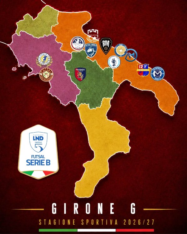 REAL MOLFETTA INSERITO NEL GIRONE G DELLA SERIE B MASCHILE DI CALCIO A 5