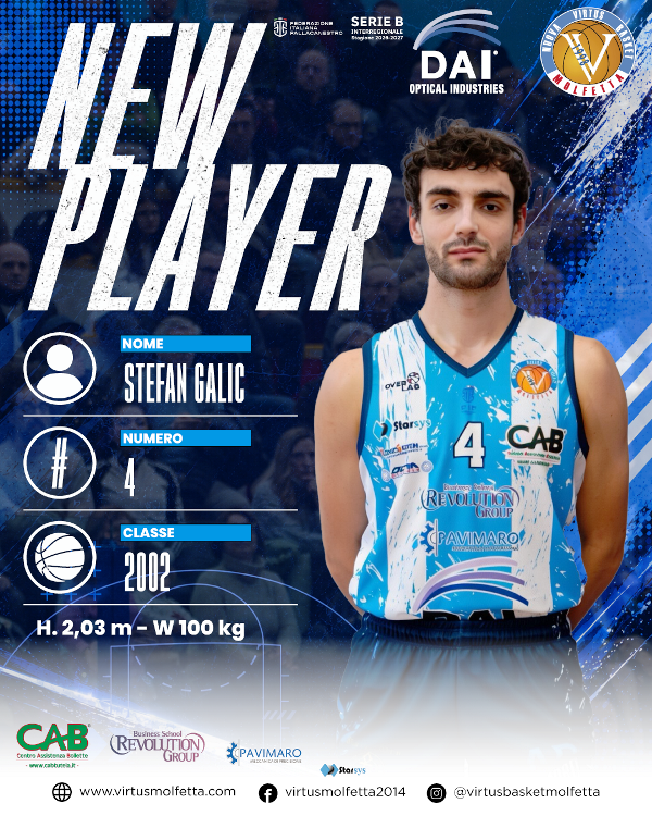 STEFAN GALIC NUOVO LUNGO DELLA DAI OPTICAL VIRTUS MOLFETTA
