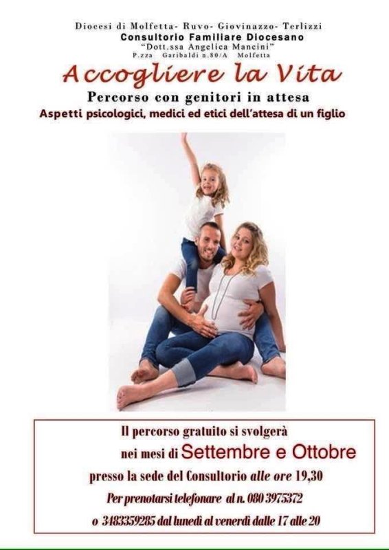 �ACCOGLIERE LA VITA�, A MOLFETTA UN PERCORSO GRATUITO PER GENITORI IN ATTESA