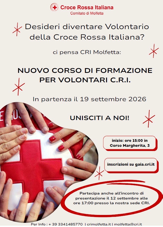 CROCE ROSSA ITALIANA, IL COMITATO DI MOLFETTA FORMA NUOVI VOLONTARI