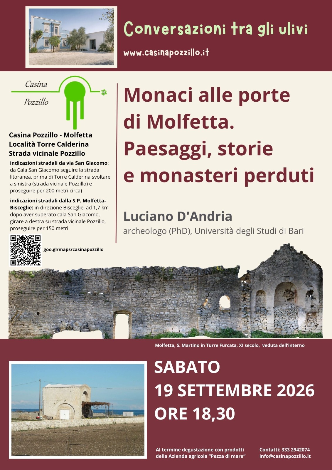 �MONACI ALLE PORTE DI MOLFETTA�, A CASINA POZZILLO UN INCONTRO TRA STORIA E PAESAGGIO