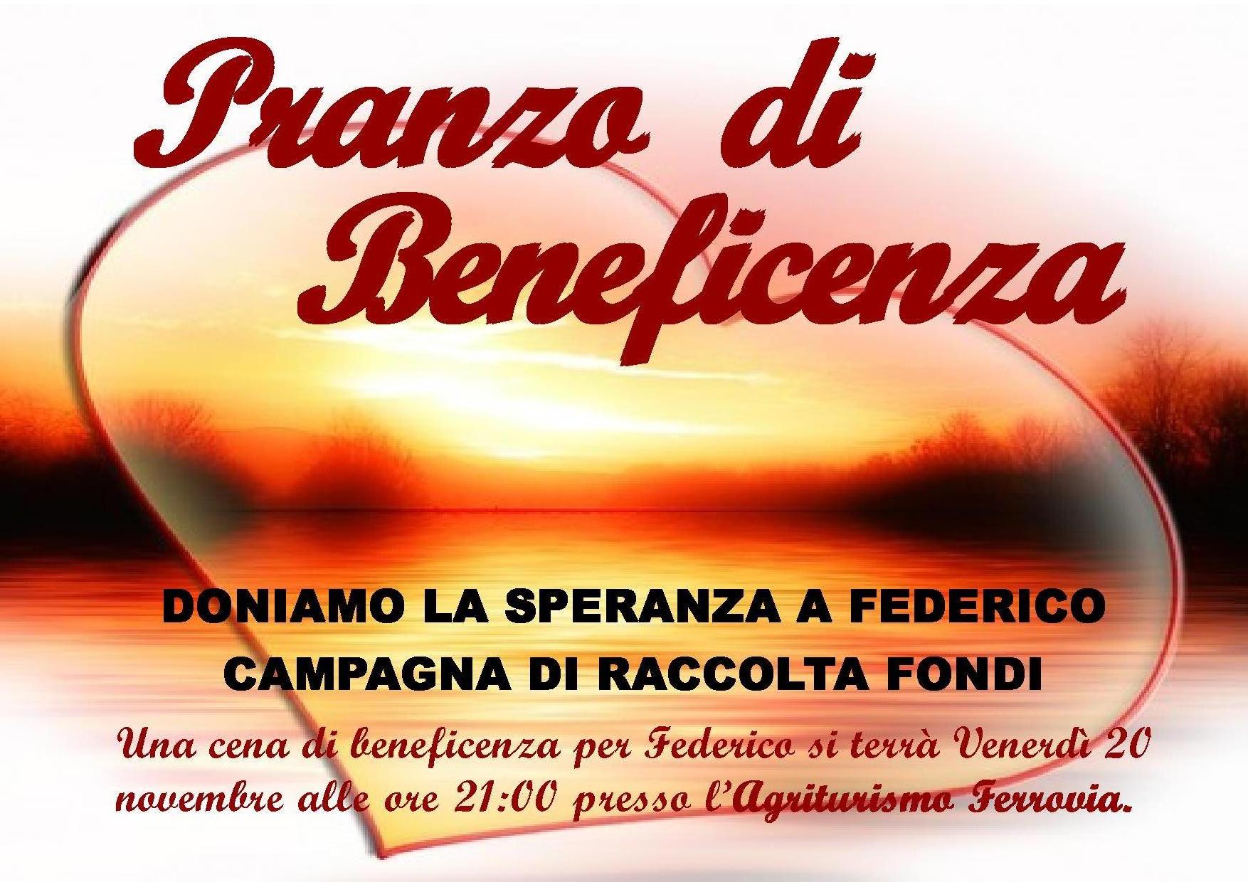 DONIAMO LA SPERANZA A FEDERICO: ANCHE A MOLFETTA SI TERR LA CAMPAGNA DI RACCOLTA FONDI