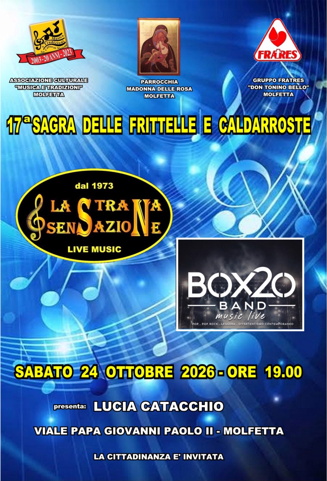 A MOLFETTA TORNA LA SAGRA DELLE FRITTELLE E CALDARROSTE: APPUNTAMENTO SABATO 24 OTTOBRE