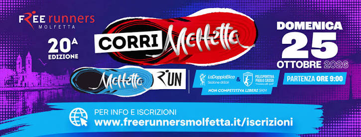 OGGI DOMENICA 25 OTTOBRE LA VENTESIMA EDIZIONE DI CORRIMOLFETTA 2026