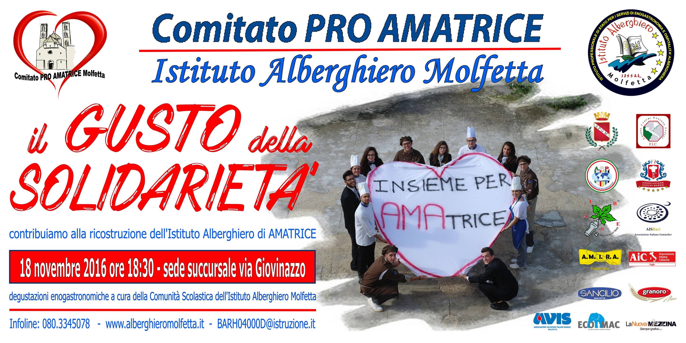 �IL GUSTO DELLA SOLIDARIET��: MOLFETTA SI MOBILITA PER L�ISTITUTO ALBERGHIERO DI AMATRICE
