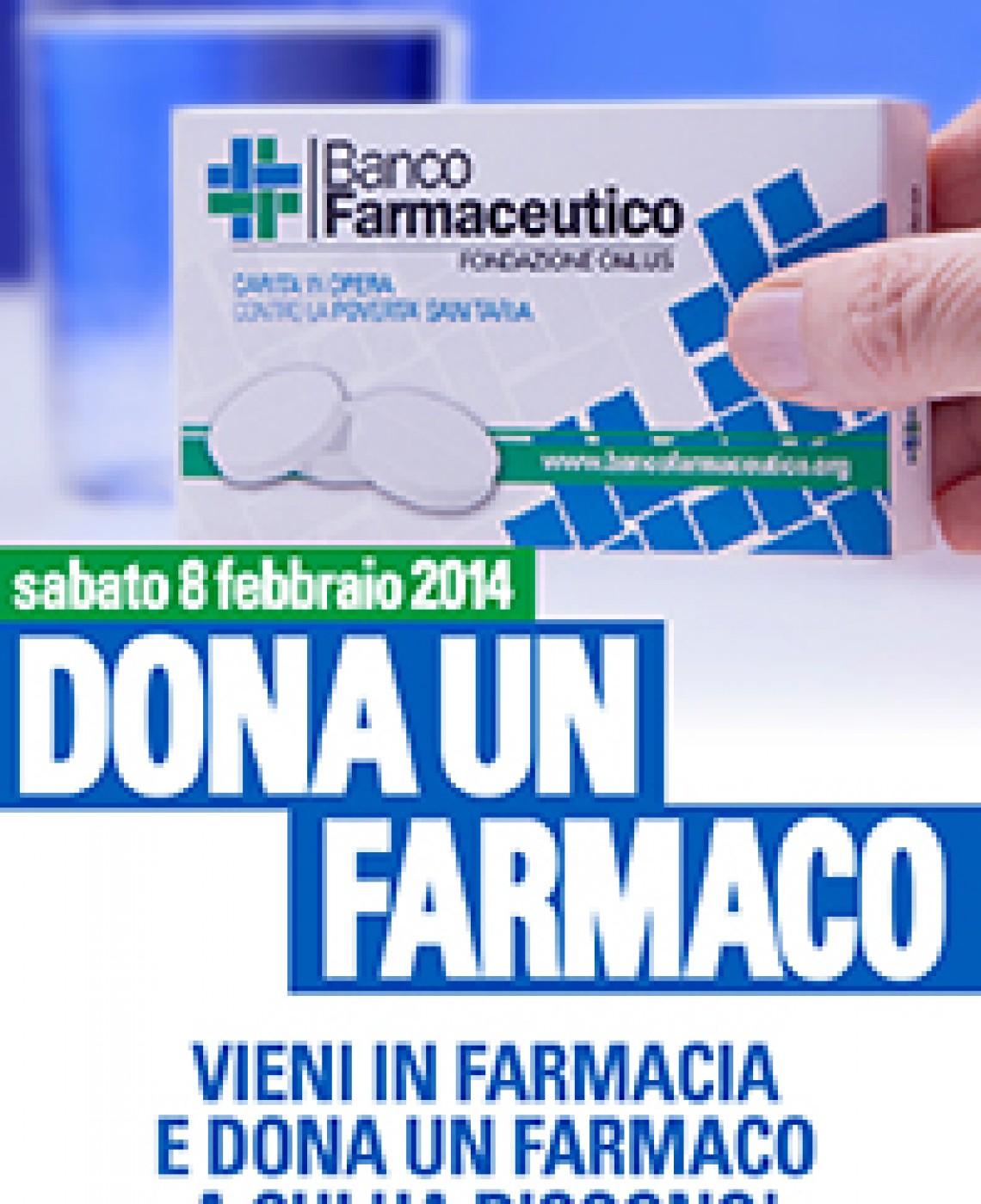 GIORNATA PER LA RACCOLTA DEL FARMACO A MOLFETTA, SABATO 8 FEBBRAIO
