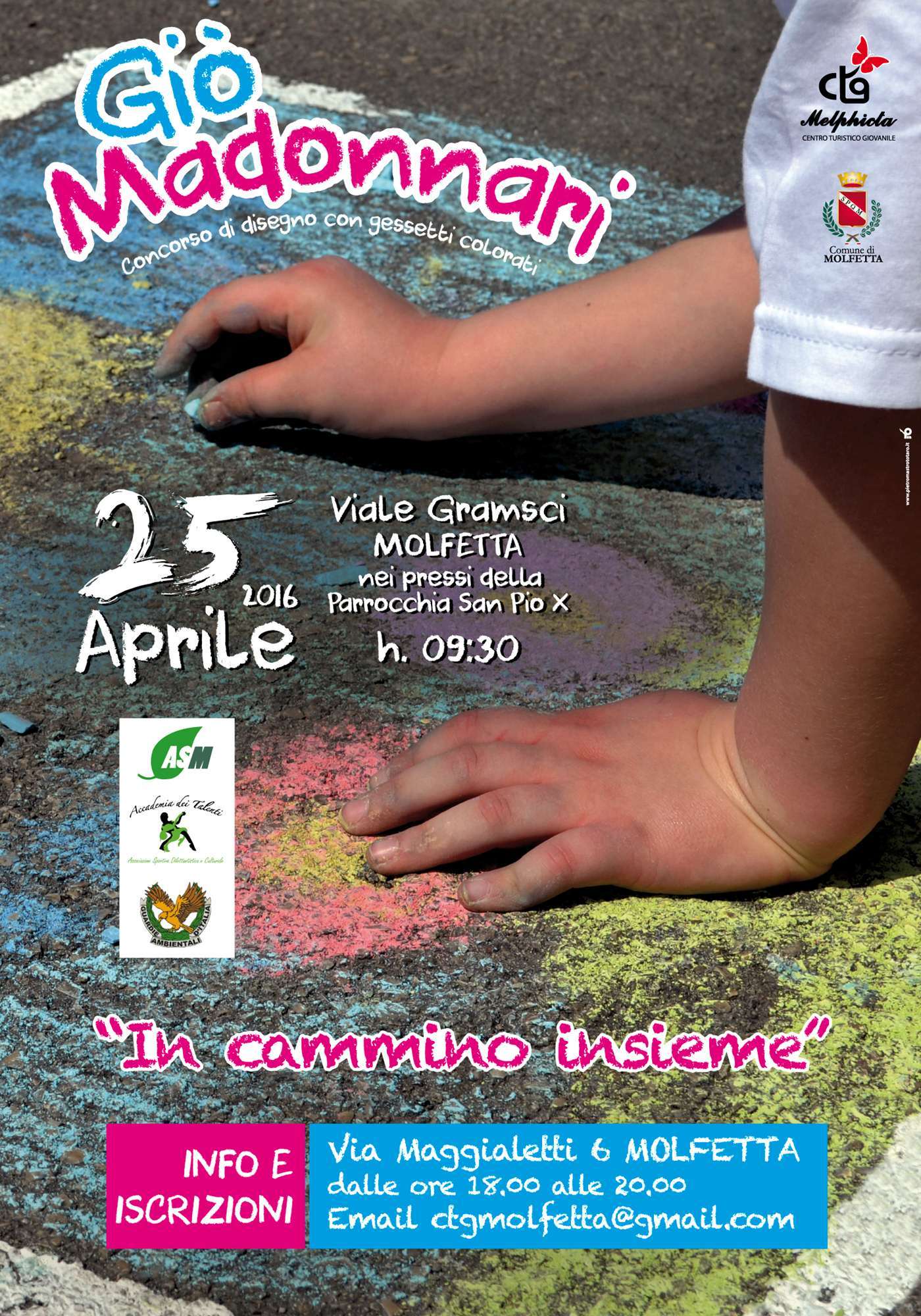 TORNA LINVASIONE DEI GESSETTI COLORATI, LUNEDI 25 APRILE, CON LA 31 EDIZIONE DI GIO MADONNARI 2016