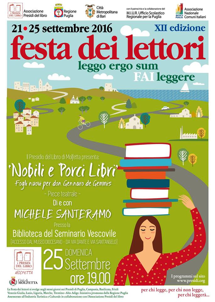 AL VIA DAL 21 AL 25 SETTEMBRE LA XII EDIZIONE DELLA FESTA DEI LETTORI 2016