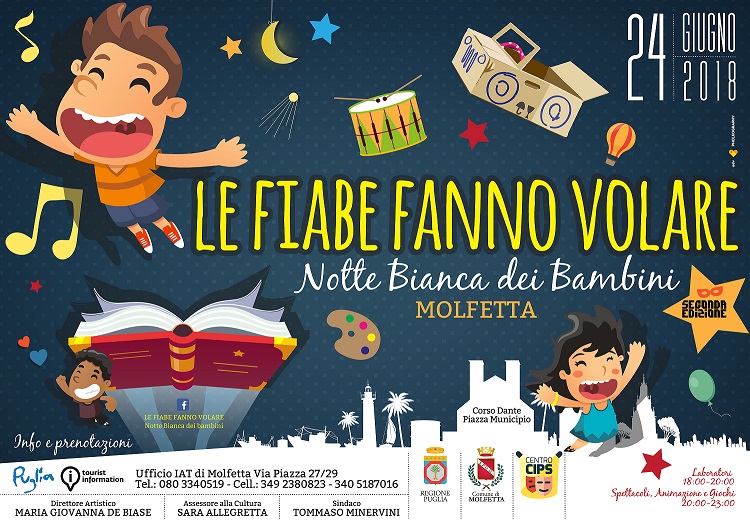 SI SVOLGER DOMENICA 24 GIUGNO A MOLFETTA LA II EDIZIONE DELLA NOTTE BIANCA DEI BAMBINI