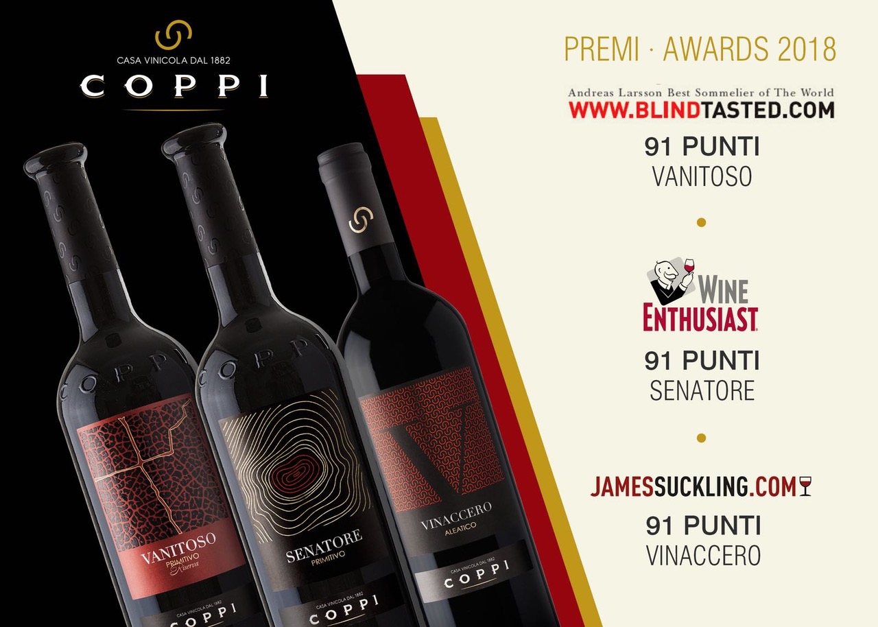 ANDREAS LARSSON E JAMES SUCKLING DELLA PRESTIGIOSA RIVISTA AMERICANA WINE ENTHUSIAST ESALTANO LE QUALIT DI TRE VINI PRODOTTI DALLA FAMIGLIA COPPI DI TURI