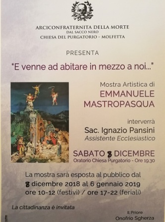 8 DICEMBRE PRESSO LA CHIESA DEL PURGATORIO MOSTRA D'ARTE DI EMANUELE MASTROPASQUA