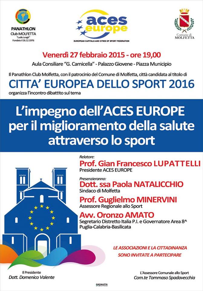 CANDIDATURA DEL COMUNE DI MOLFETTA AL TITOLO DI CITTA EUROPEA DELLO SPORT 2016