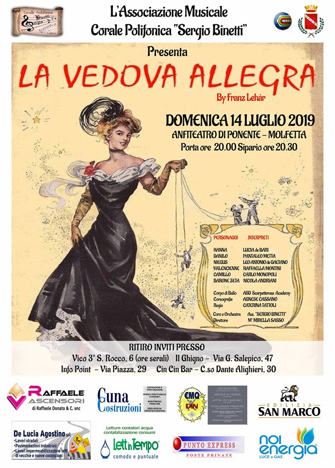 DOMENICA 14 LUGLIO VA IN SCENA LA VEDOVA ALLEGRA