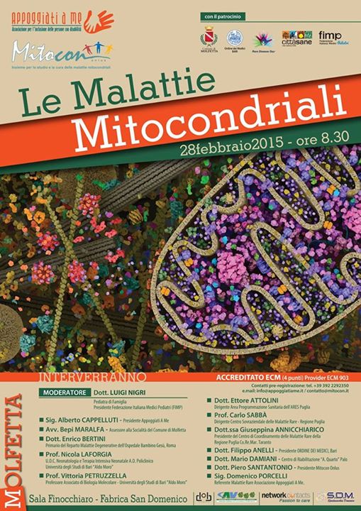 CONVEGNO SULLE MALATTIE MITOCONDRIALI PROMOSSO DALLE  ASSOCIAZIONI APPOGGIATI A ME  E MITICON ONLUS