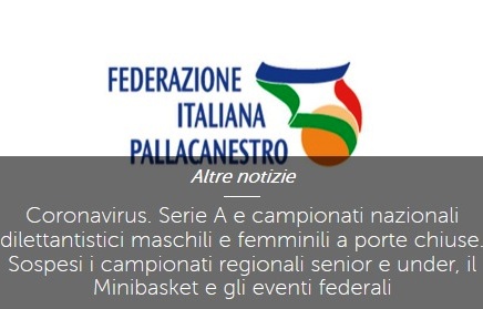 SOSPESI I CAMPIONATI DI PALLACANESTRO DI SERIE C GOLD E SERIE C SILVER PER LEMERGENZA CORONAVIRUS