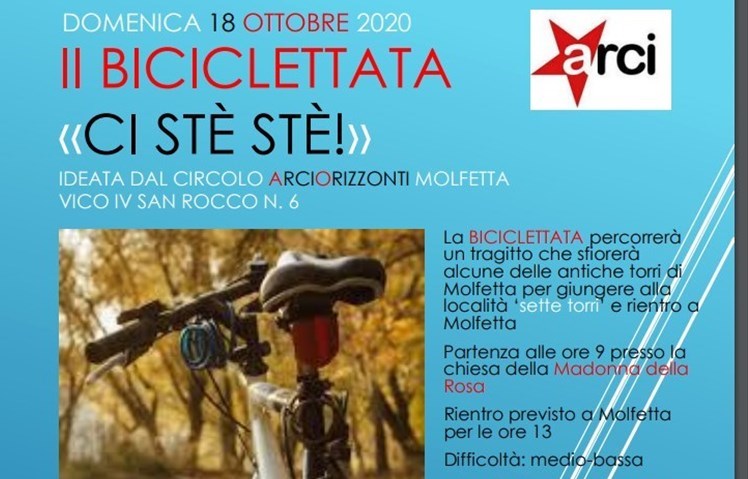 DOMENICA 18 OTTOBRE LA BICICLETTATA PER LE TORRI DI MOLFETTA DELL'ARCI