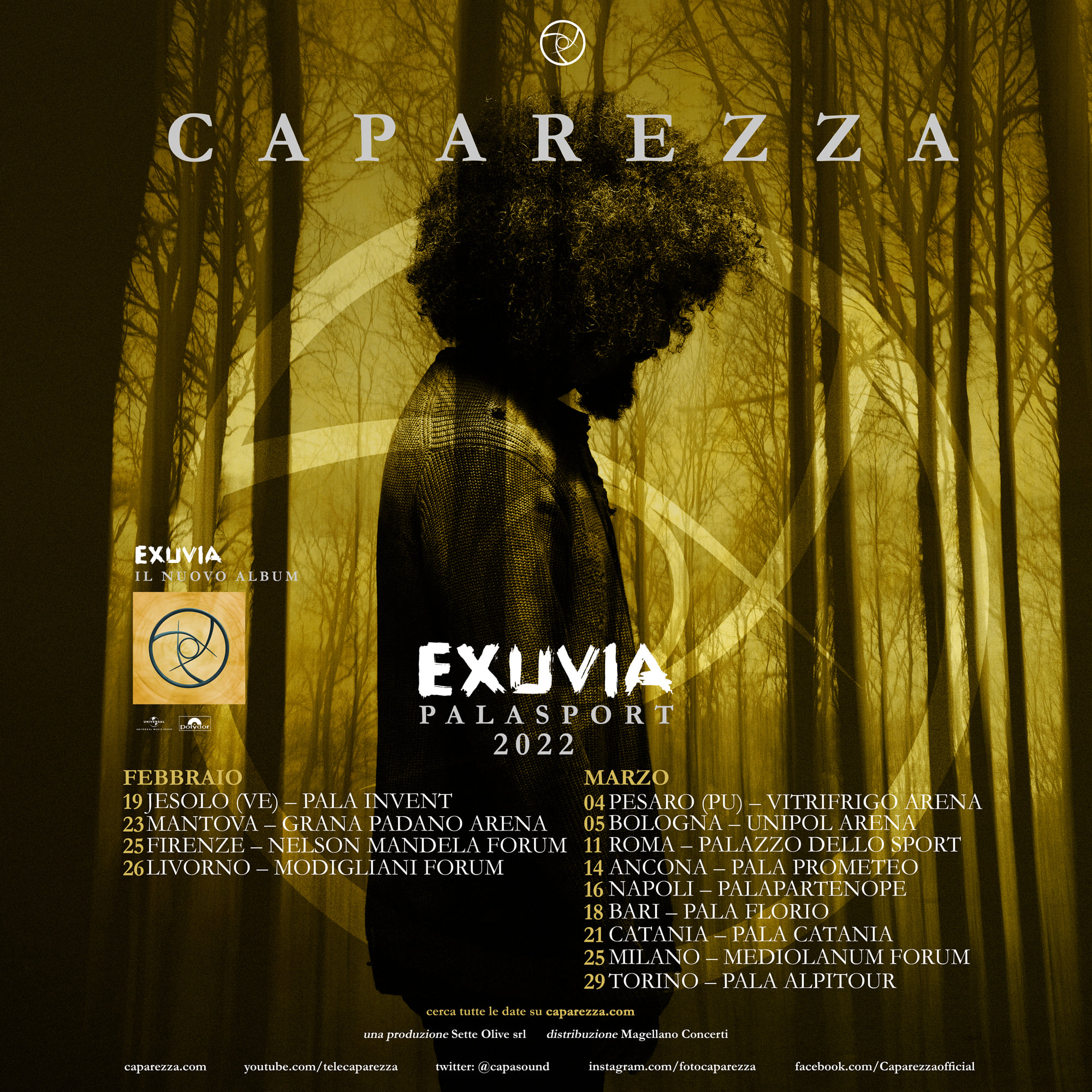 IL CANTANTE MOLFETTESE CAPAREZZA, DOPO AVER ANNUNCIATO LUSCITA DEL NUOVO ALBUM EXUVIA, PRESENTA IL CALENDARIO DEL TOUR 2022