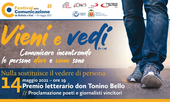 SARANNO PROCLAMATI QUESTA SERA, VENERDI' 14 MAGGIO, I VINCITORI DEL PREMIO LETTERARIO DON TONINO BELLO