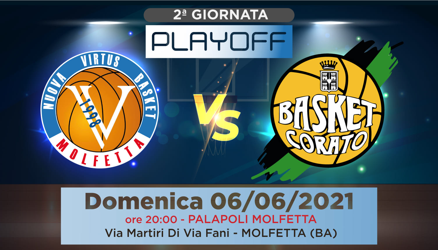 DOMENICA SERA TUTTI A TIFARE DAI OPTICAL VIRTUS MOLFETTA. SE VINCE CONTRO BASKET CORATO ACCEDE ALLA FINALE REGIONALE DEI PLAY-OFF
