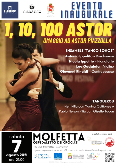 1, 10, 100 ASTOR: UN EMOZIONANTE VIAGGIO IN MUSICA E DANZA NEL GENIO DI ASTOR PIAZZOLLA, ATTRAVERSO LE OPERE PI CELEBRI DELL'INVENTORE DEL NUEVO TANGO