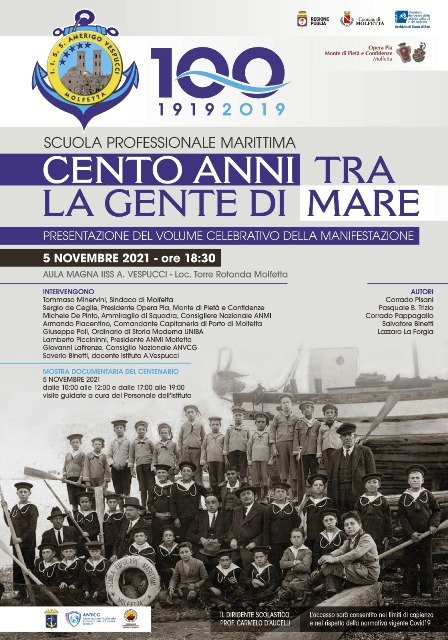 LIISS AMERIGO VESPUCCI DI MOLFETTA PRESENTA IL VOLUME CELEBRATIVO DEL CENTENARIO DELLA SCUOLA MARITTIMA