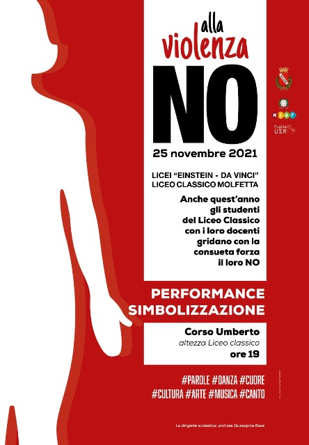 NELLA GIORNATA INTERNAZIONALE PER LELIMINAZIONE DELLA VIOLENZA CONTROLE DONNE, IL LICEO CLASSICO DI MOLFETTA ORGANIZZA UNA PERFORMANCE-SIMBOLIZZAZIONE DI PROTESTA