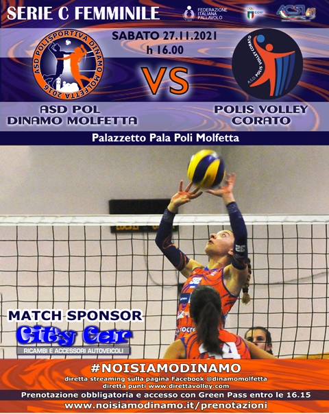 GARA CASALINGA PER LA DINAMO MOLFETTA NELLA QUARTA GIORNATA DEL CAMPIONATO DI SERIE C DI PALLAVOLO FEMMINILE