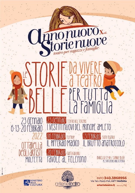 DAL 23 GENNAIO A MOLFETTA ANNO NUOVO STORIE NUOVE X^ EDIZIONE 2022, TEATRO PER RAGAZZI E FAMIGLIE