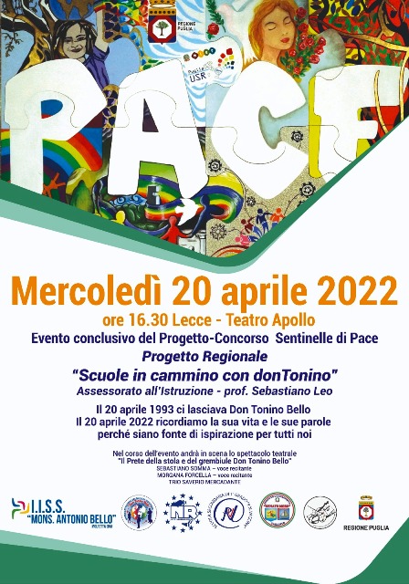 SI CONCLUDE MERCOLED 20 APRILE IL PROGETTO CORSO/CONCORSO SCUOLE IN CAMMINO CON DON TONINO, EDIZIONE A.S. 2019/20 SENTINELLE DI PACE
