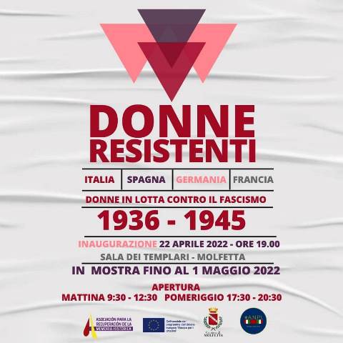 SI INAUGURA VENERD 22 APRILE PRESSO LA SALA DEI TEMPLARI LA MOSTRA FOTOGRAFICA DONNE RESISTENTI