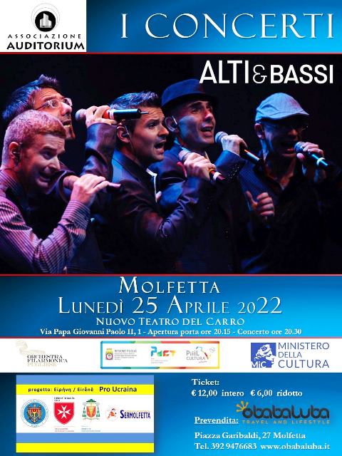 LUNED 25 APRILE SI TERR AL NUOVO TEATRO DEL CARRO A MOLFETTA IL CONCERTO DELLENSEMBLE ALTI & BASSI
