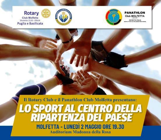 LO SPORT AL CENTRO DELLA RIPARTENZA DEL PAESE: CONFERENZA ORGANIZZATA A MOLFETTA DAL ROTARY CLUB E IL PANATHLON CLUB MOLFETTA