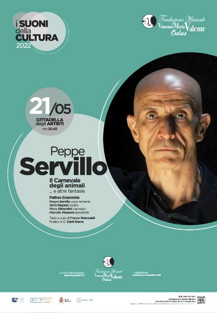 SABATO 21 MAGGIO A MOLFETTA SPETTACOLO CON LARTISTA NAPOLETANO PEPPE SERVILLO