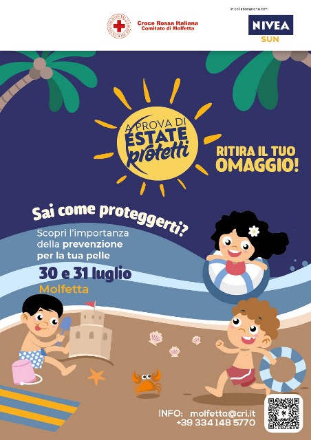 FAR TAPPA ANCHE A MOLFETTA IL TOUR DELLA PREVENZIONE DELLE MALATTIE DELLA PELLE PROMOSSO DALLA CROCE ROSSA ITALIANA