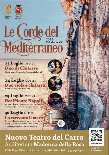 QUATTRO CONCERTI DARANNO VITA ALLA VI EDIZIONE DEL FESTIVAL LE CORDE DEL MEDITERRANEO