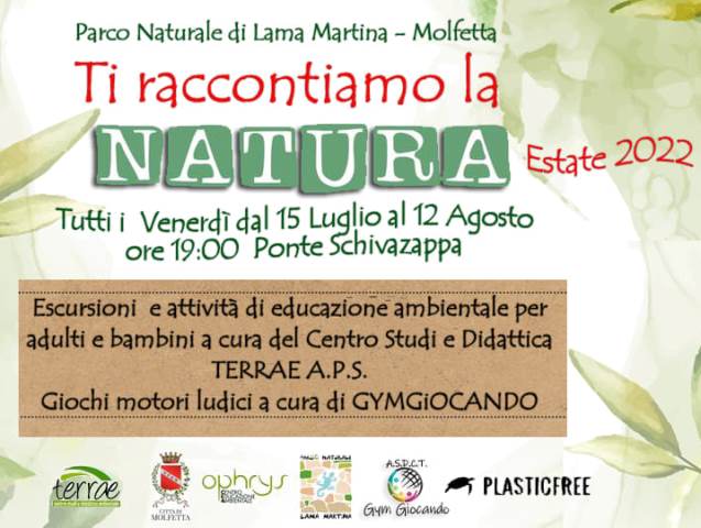 VENERD 29 LUGLIO TERZO APPUNTAMENTO DI TI RACCONTIAMO LA NATURA AL PARCO NATURALE DI LAMA MARTINA