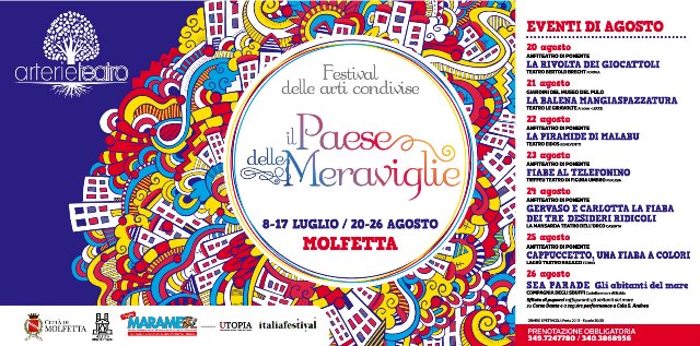TORNA A MOLFETTA IL FESTIVAL DI TEATRO RAGAZZI IL PAESE DELLE MERAVIGLIE