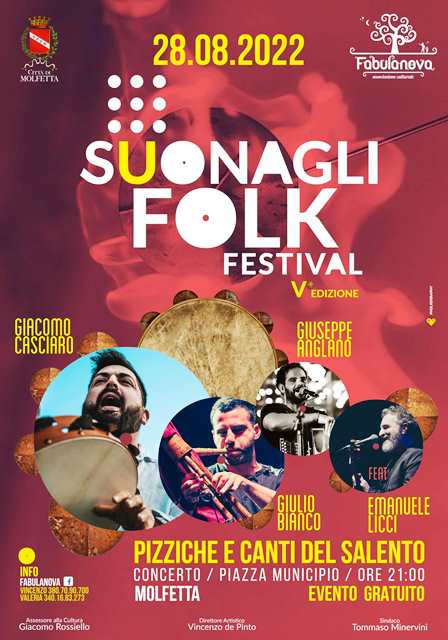 LA QUINTA EDIZIONE DEL SUONAGLI FOLK FESTIVAL DEDICATA ALLA PIZZICA E AI CANTI DEL SALENTO