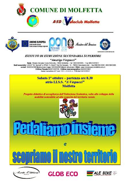 SI RINNOVA LAPPUNTAMENTO CON LINIZIATIVA DELLI.I.S.S. AMERIGO VESPUCCI DI MOLFETTA, LA TRADIZIONALE PEDALATA ALLA SCOPERTA DEL TERRITORIO